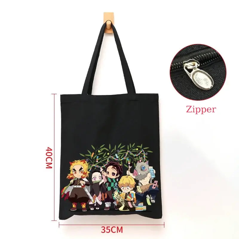 Demon Slayer Canvas Bag: Nezuko & Tanjiro Zipper Tote
