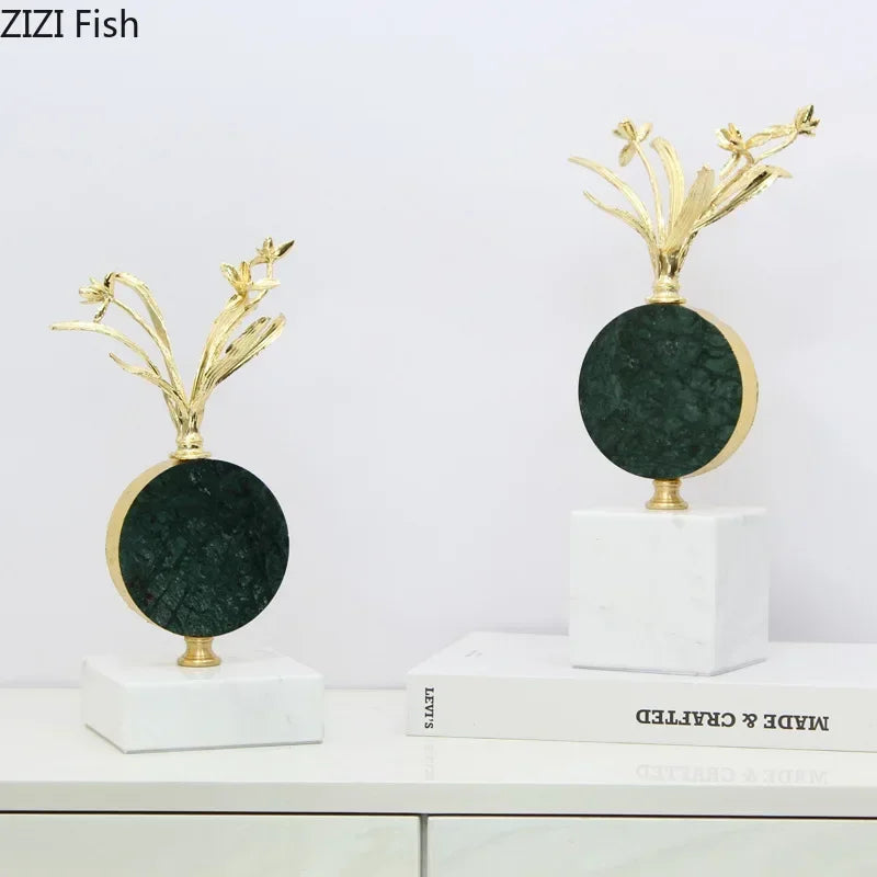 DecorBites™ Gold-plated Flower Crystal Sculpture Desk Decoration Modern Crafts Room Decor