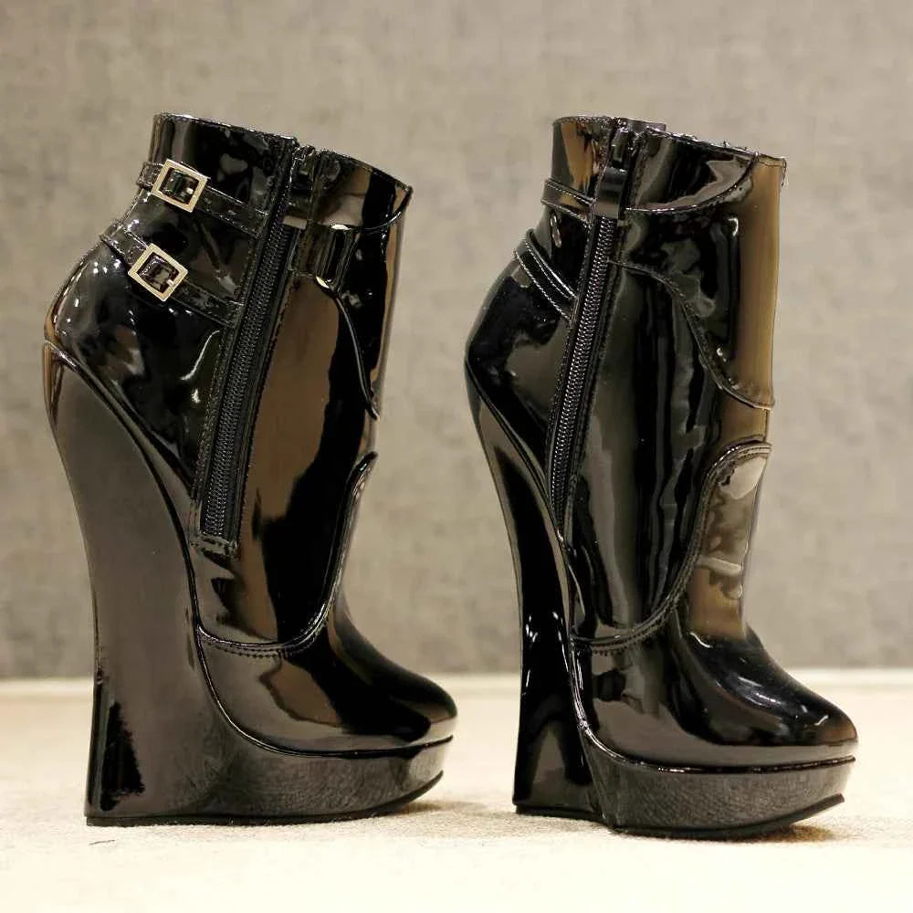 18CM High Heel Wedge Platform Fetish Sexy Ankle Boots