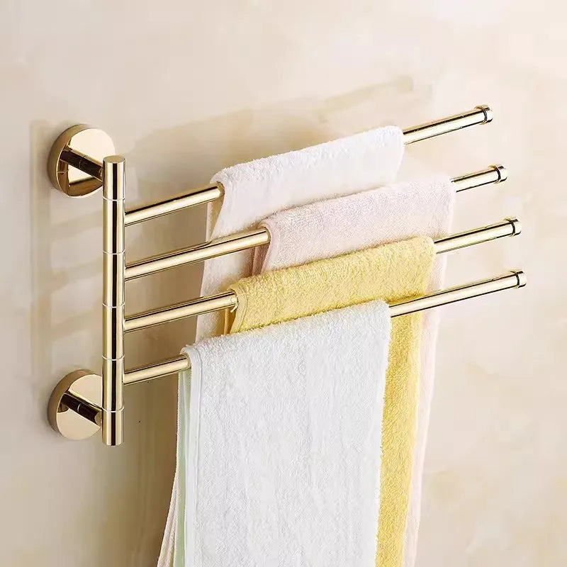 DecorBites™ Copper Swivel Towel Bars Wall Mounted Bathroom Towel Holder Rack Gold 32cm