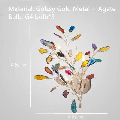 DecorBites™ Agate LED Wall Lamp Sconces Gold Metal Surface Mount E14 G4 Bulb