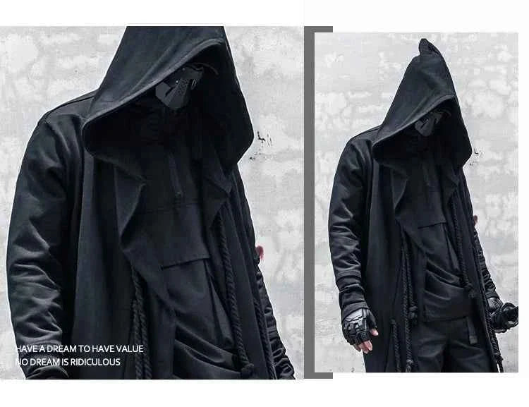 Men's Large Size Windbreaker Gothic Style Hoodie Long