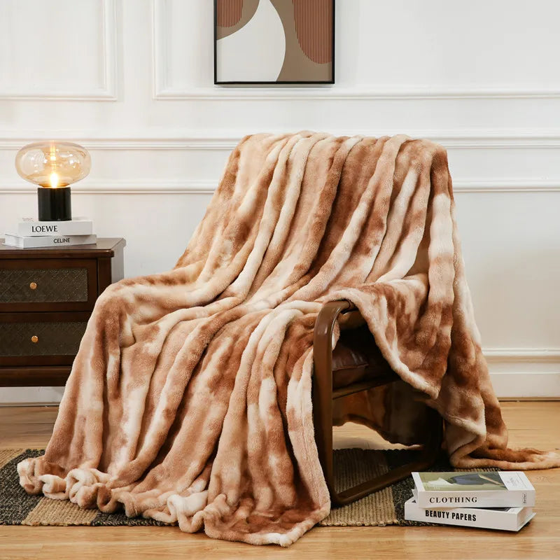 DecorBites™ Fuzzy Faux Fur Blanket - Soft & Cozy Reversible Throw for Sofa & Bed