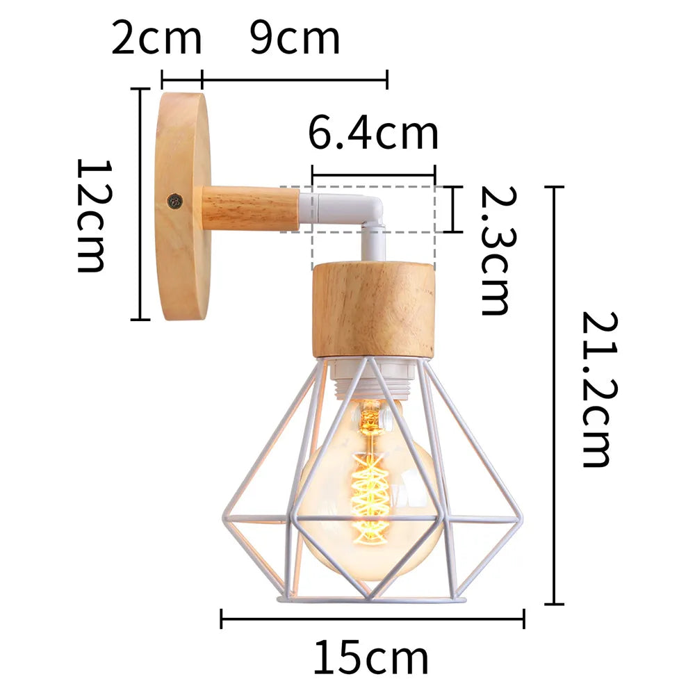 DecorBites™ Iron White Cage Wall Lamp for Modern Indoor Lighting