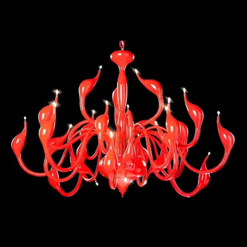 DecorBites™ Iron Swan Pendant Lamp | Nordic LED Chandelier for Home Decor