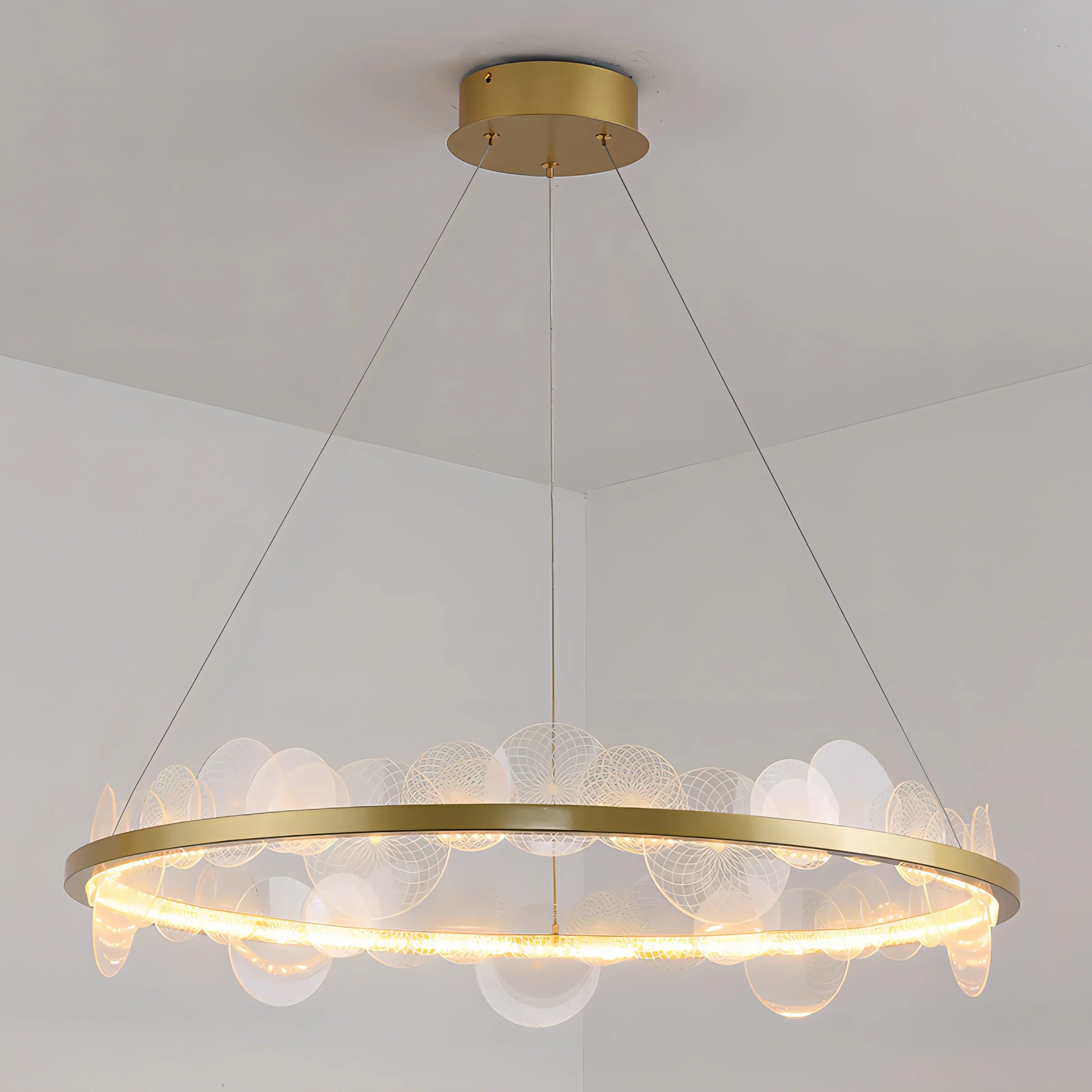 DecorBites™ Frost Texture LED Ring Chandelier for Living Room Office Ceiling