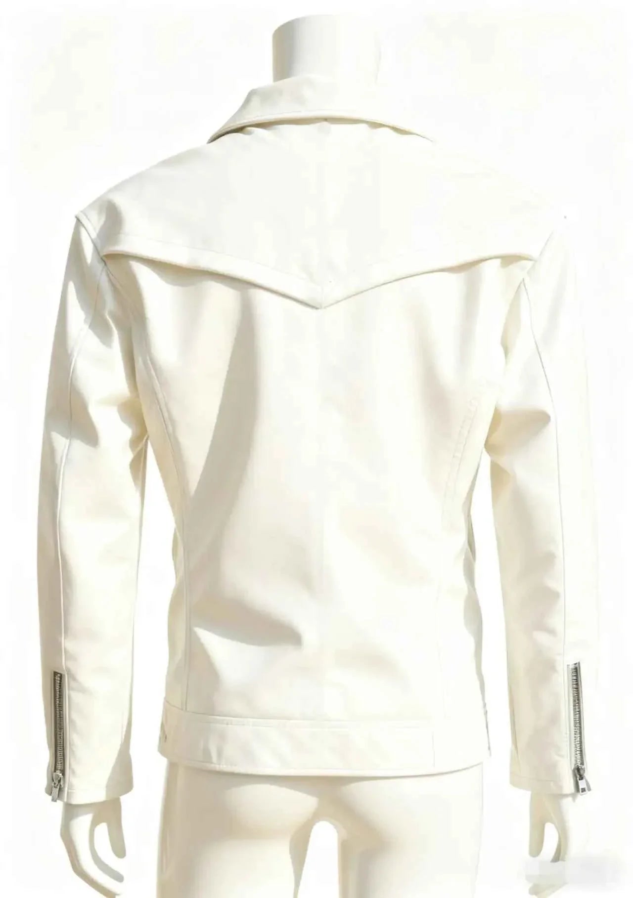 Unisex Oversized Button-down PU Leather Coat with Multiple Zippers Polo Jacket, with Many Zippers