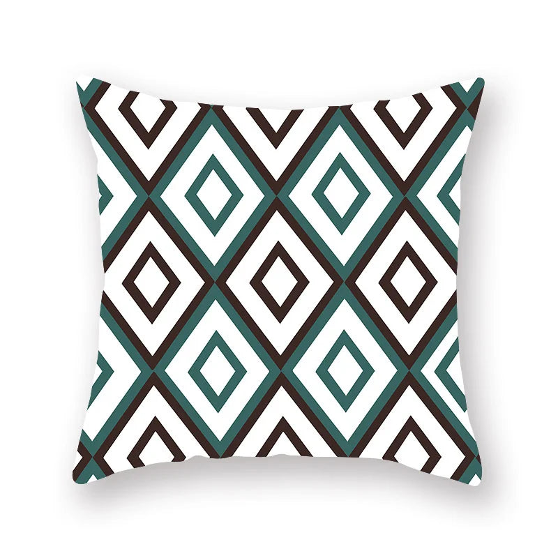 DecorBites™ Geometric Leaf Flower Pillowcase Teal Blue Sofa Car Home Decor Throw Cover