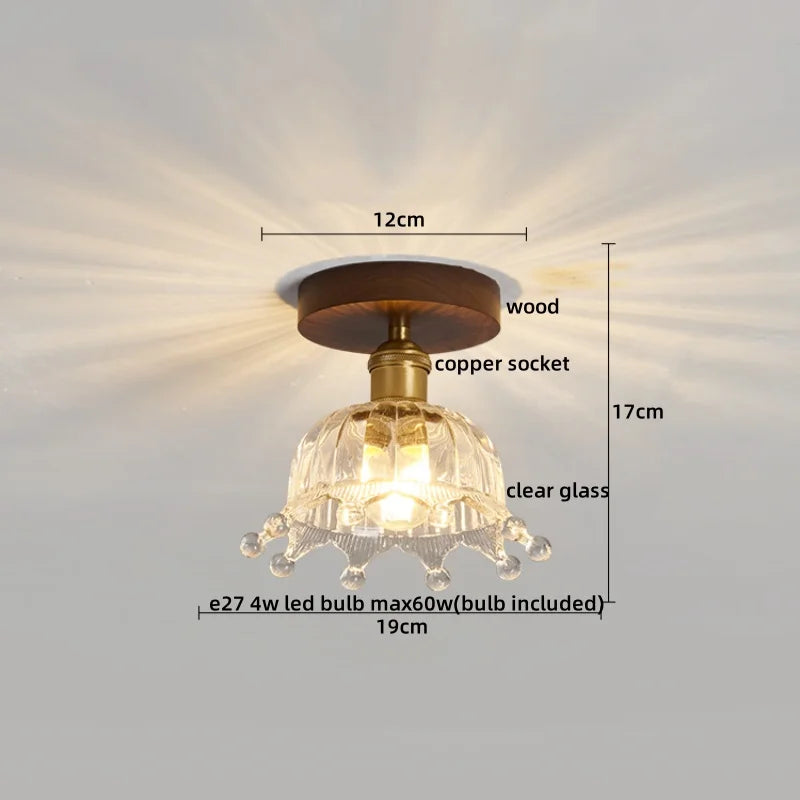 DecorBites™ Copper Wood LED Ceiling Lamp Modern Indoor Lighting Fixtures