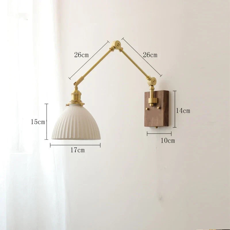 DecorBites™ Copper Wall Lamp with Pull Chain Switch, Nordic Design, LED Bulb, Ceramic Lampshade