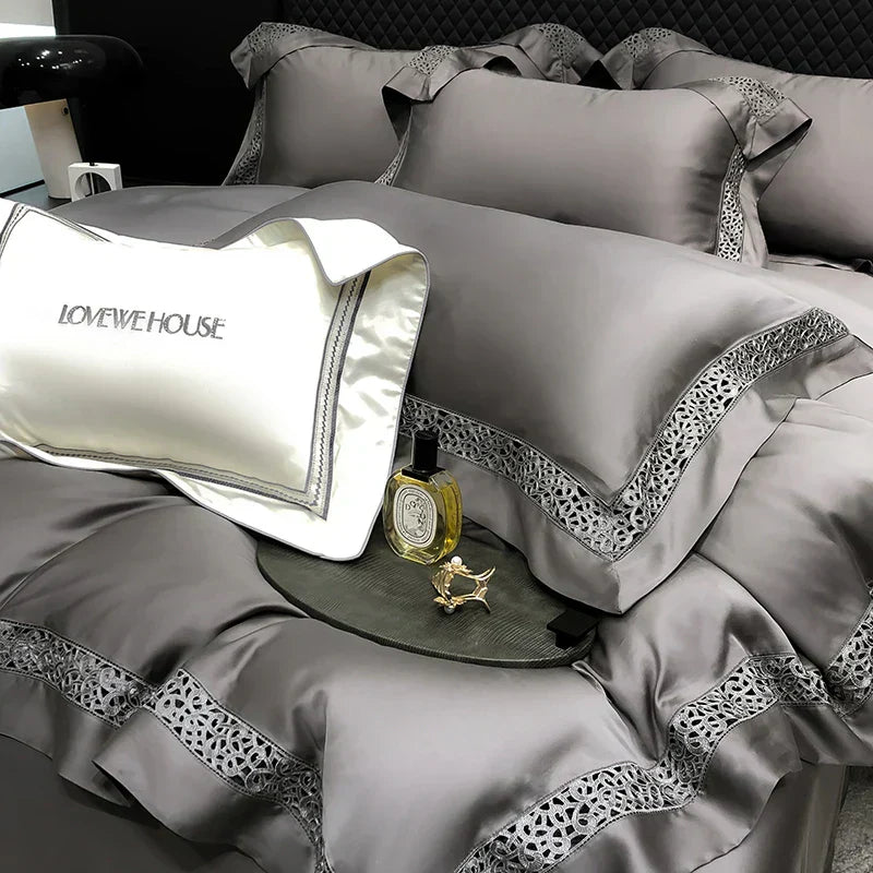 DecorBites™ Eucalyptus Lyocell 1000TC Luxury Bedding Set with Wide Edge, Soft Silky & Breathable