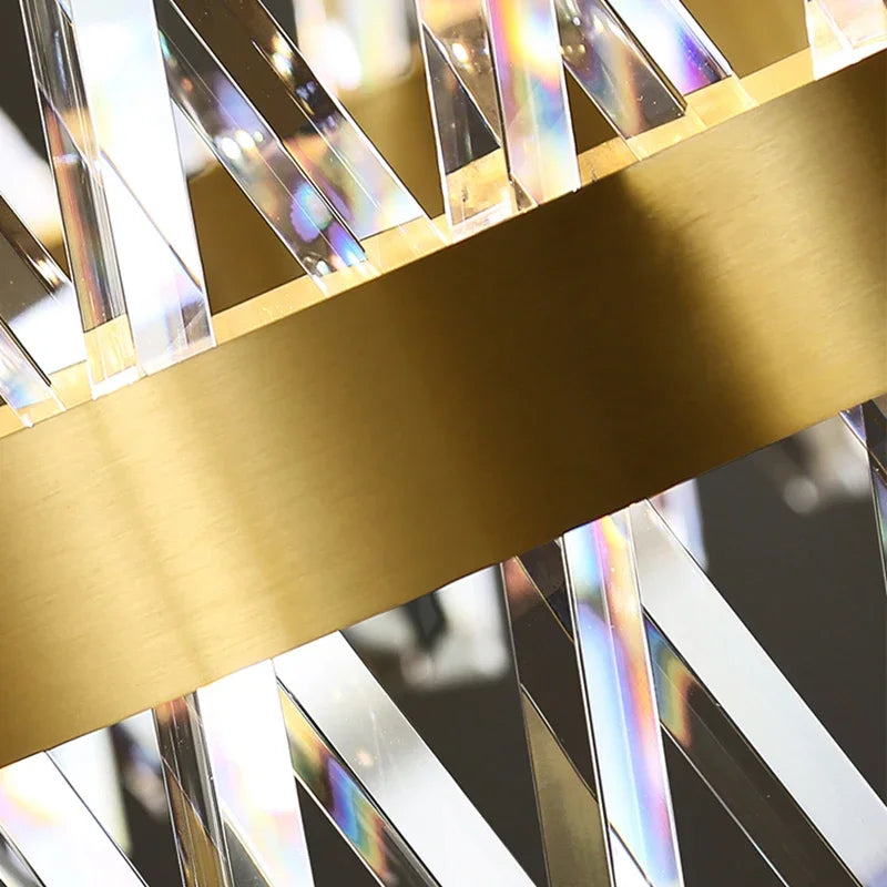 DecorBites™ Gold Crystal Chandelier LED Light for Dining and Living Room