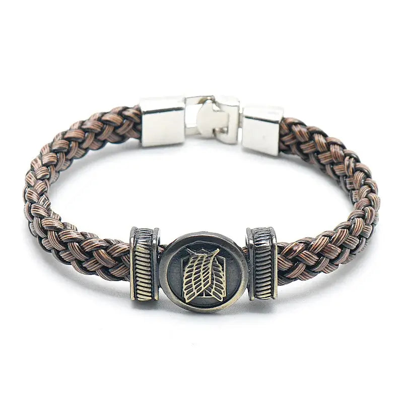Anime Woven Cowhide Bracelet – Multilayer Buckle Gift