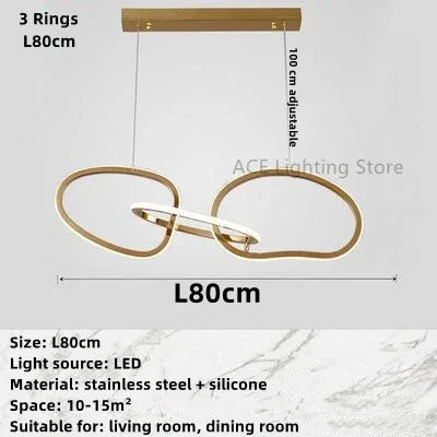 DecorBites™ Gold LED Ring Ceiling Chandelier: Modern Luxury for Bar, Hotel, Bedroom & Restaurant