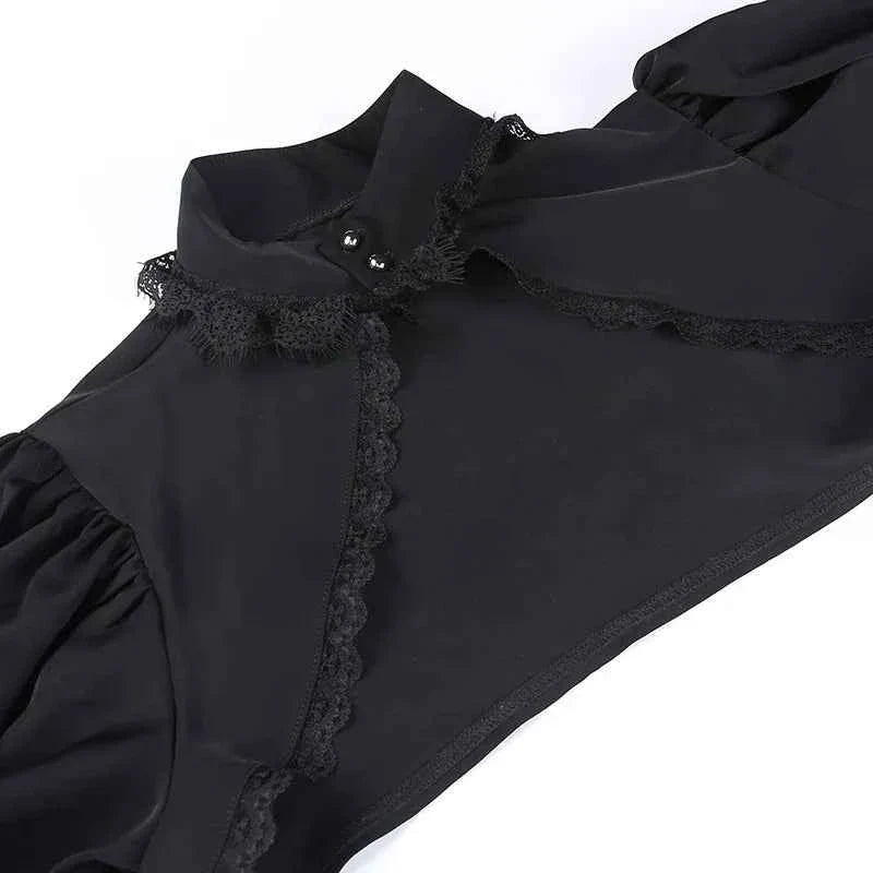 Gothic Lantern Sleeve Long Sleeve Crop Blouse