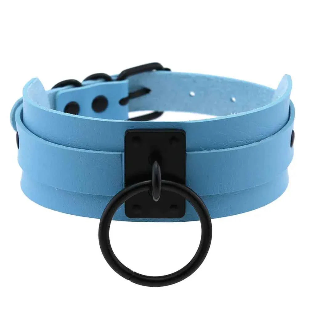Metal Leather Choker Collar Goth Fashion Accessories