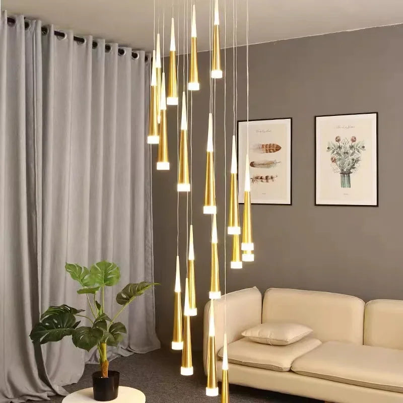 DecorBites™ Black Acrylic LED Chandelier Staircase Pendant Light - Creative Meteor Shower Design