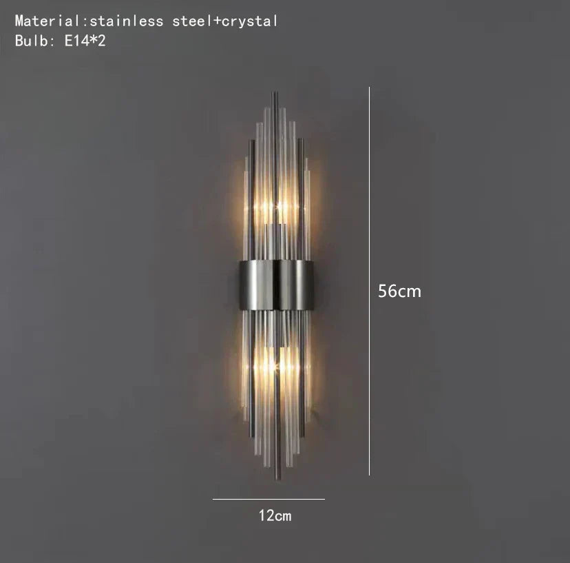 DecorBites™ Crystal LED Wall Lamp Stainless Steel Sconces for Bedroom Dining Room