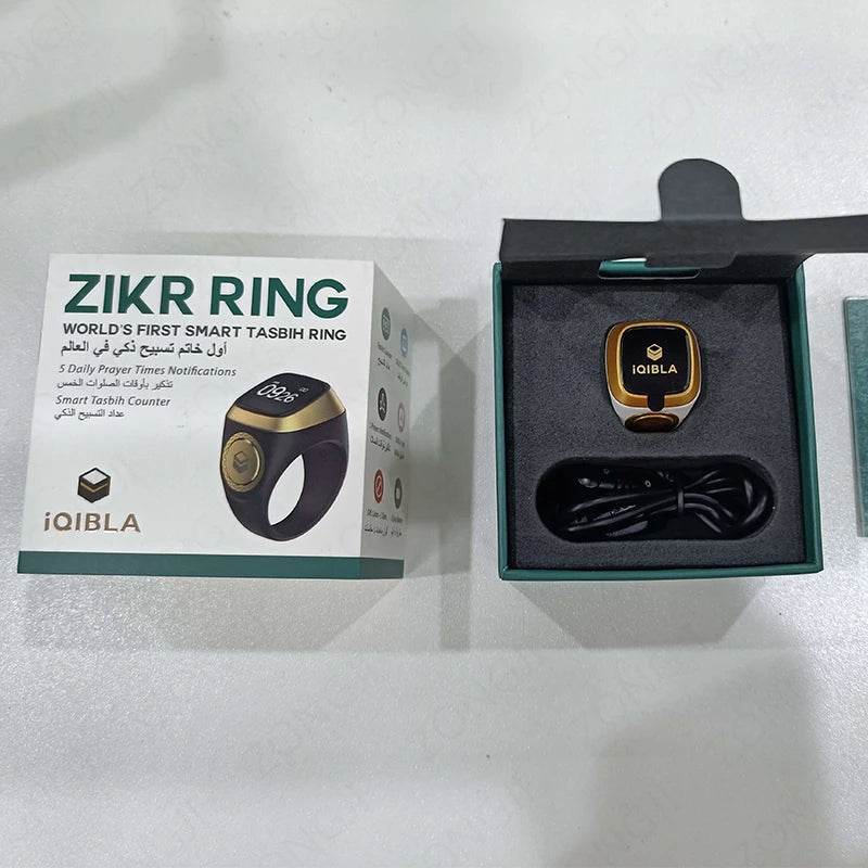 IQibla Smart Zikr Ring Praise Tasbih Tally Electronic Digital Counter for Muslims Prayer Time Vibration Reminder Waterproof
