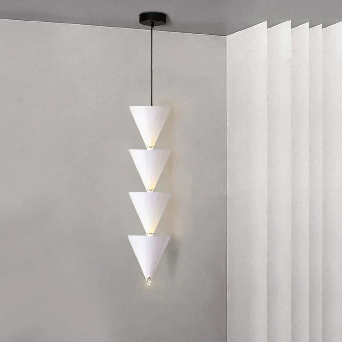 DecorBites™ Cream Bedroom Chandelier: Minimalist Cone Design, Long Line Branches