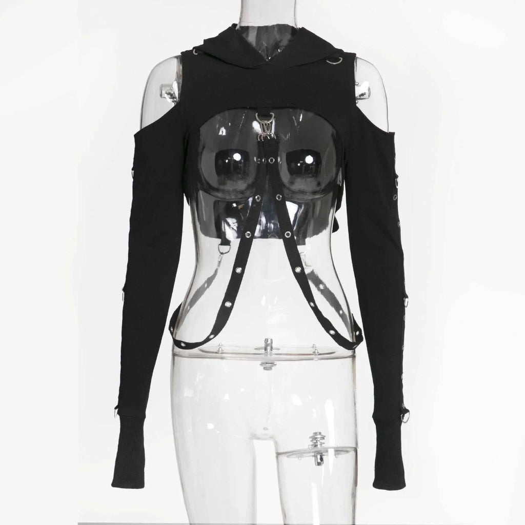 Women's Dark Gothic Crop Top Sweatshirt | Punk Aesthetic | MUNSIEUR