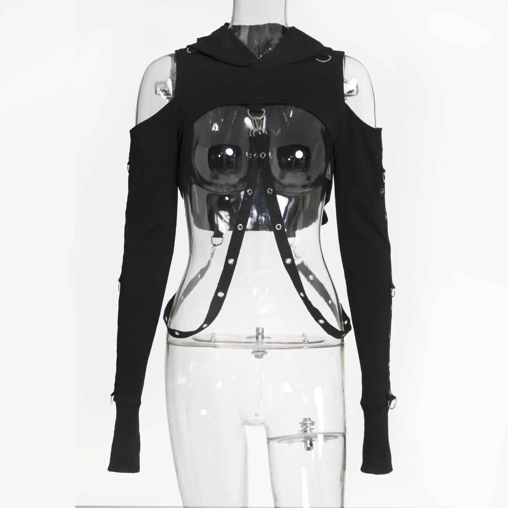 Women's Dark Gothic Crop Top Sweatshirt | Punk Aesthetic | MUNSIEUR