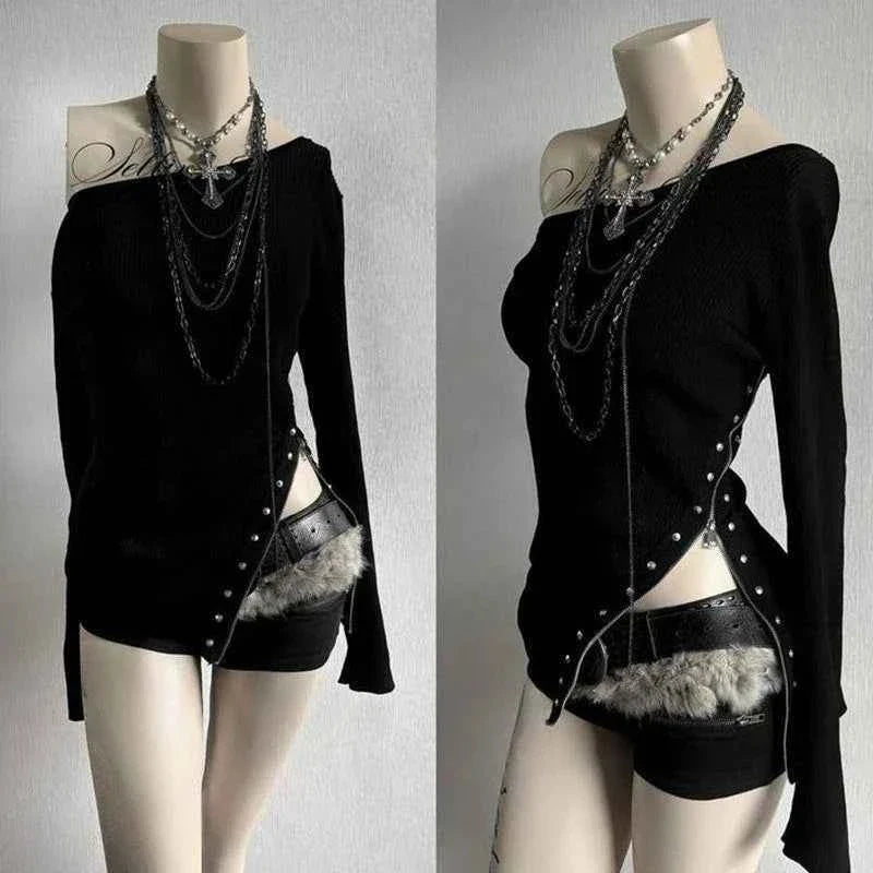 Off The Shoulder Long Sleeve T-shirt