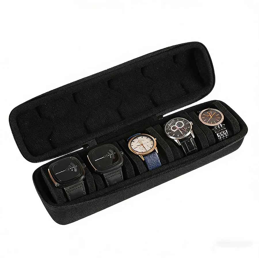 Portable Watch Travel Case and Organizer with Anti-Movement Inserts - Watch Storage Box for Wristwatches