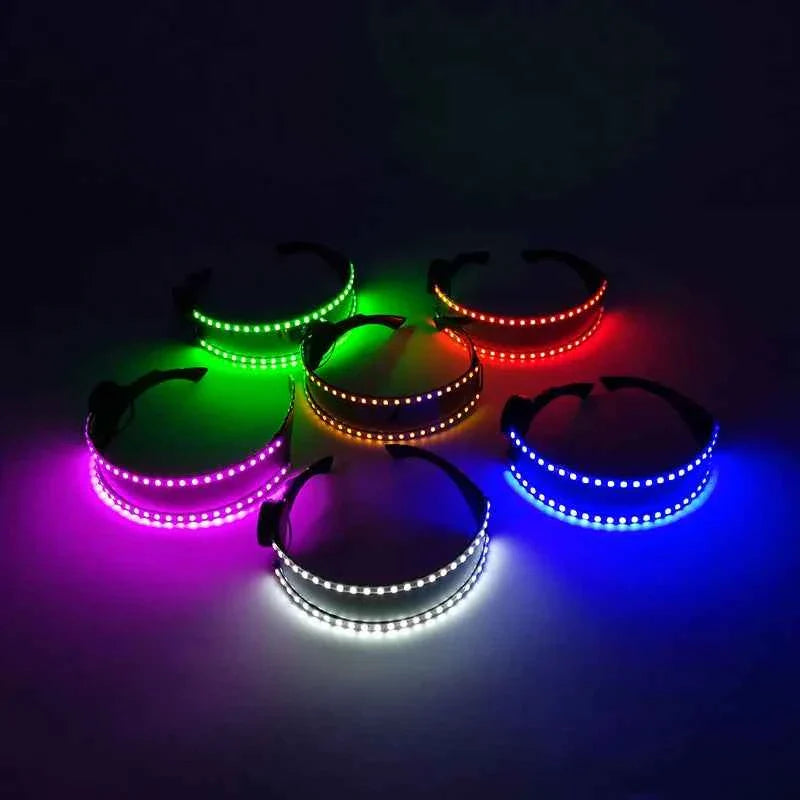 Cyberpunk Futuristic Luminous Rave Goggles LED glowing glasses Accessories