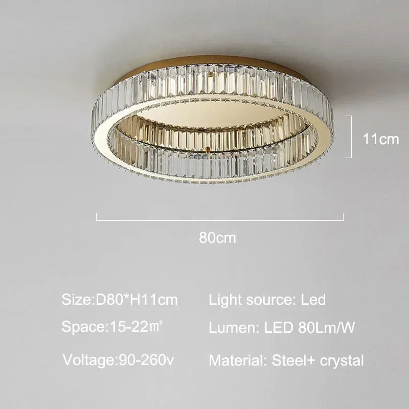 DecorBites™ Gold Crystal Ceiling Light Ring LED - Modern Luxury Indoor Home Lighting