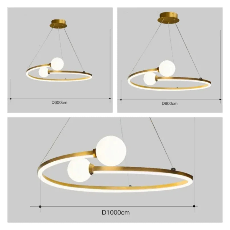 DecorBites™ Gold Nordic Ring LED Ceiling Chandelier for Dining Room & Kitchen Island