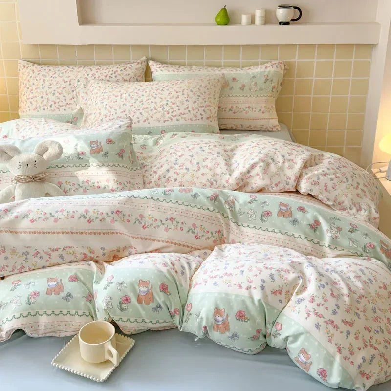 DecorBites™ Jacquard Double-Layer Yarn Fitted Sheet Set - Cloud Touch Soft Skin-Friendly Bedroom Decor