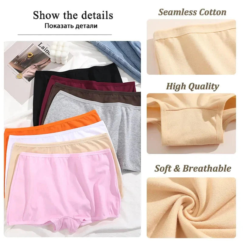 Women's Cotton Seamless Sports Boxers XS-XL
