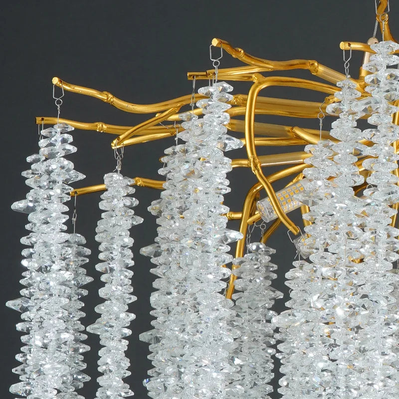DecorBites™ Crystal Tassel Ceiling Chandelier for Luxe Living Room, Hall, and Restaurant Decor