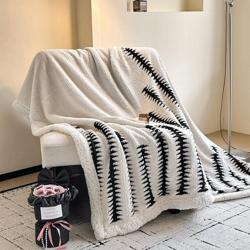 DecorBites™ Double-Layer Jacquard Lamb Wool Blanket - Cozy Sofa Throw for Winter Home Comfort