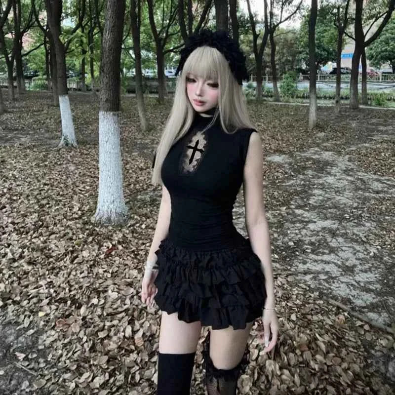 Hollow Out T-shirt Gothic Punk Alt Style