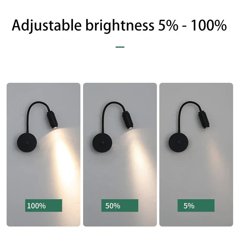 DecorBites™ Adjustable Angle Dimmable LED Spotlight Wall Lamp Night Light