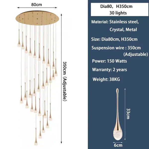 DecorBites™ Crystal Staircase Chandelier for Luxe Home Decor