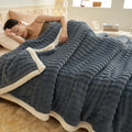 DecorBites™ Cozy Rabbit Plush Blanket: Soft Striped Warm Sofa Throw, Absorbent Breathable Nap Blanket