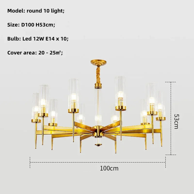 DecorBites™ Gold Metal Glass LED Pendant Lights Chain Hanging Lamp