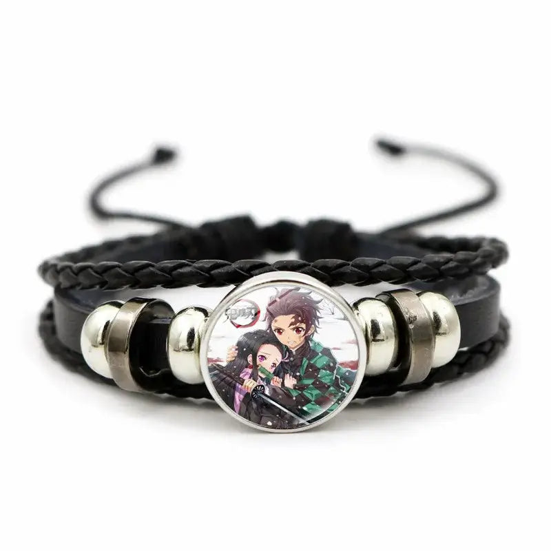 Demon Slayer Bracelet: Tanjiro & Nezuko Leather Charm
