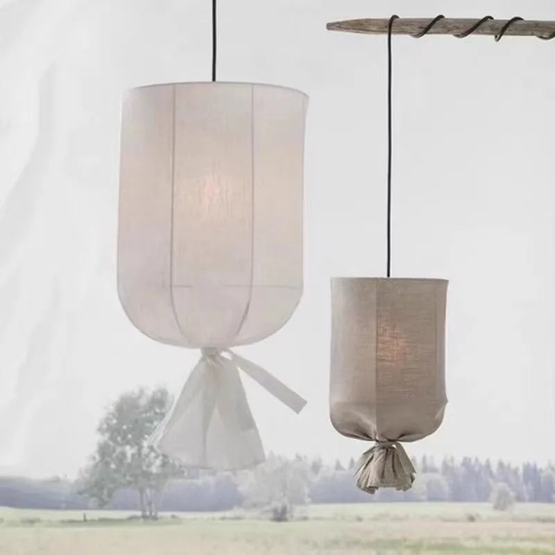 DecorBites™ Linen Cloth Pendant Light: Elegant Bohemian Fabric Chandelier for Home, Restaurant, Hotel