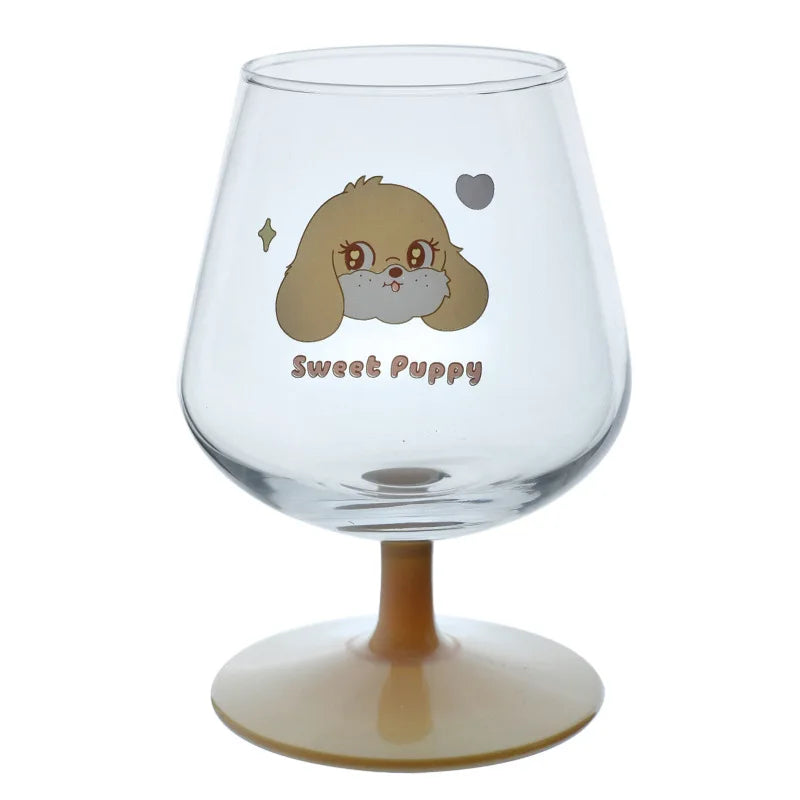 DecorBites™ Kawaii Rabbit Glass Goblet: Cute Juice Cup for Girls