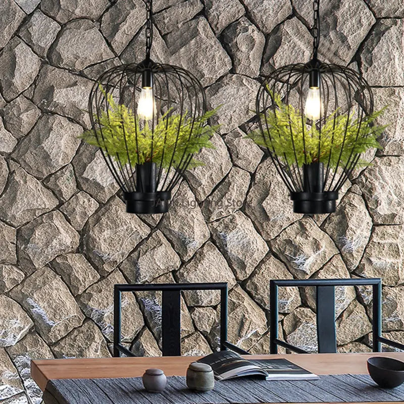 DecorBites™ Industrial Style Planting Birdcage Chandelier Pendant Lamp