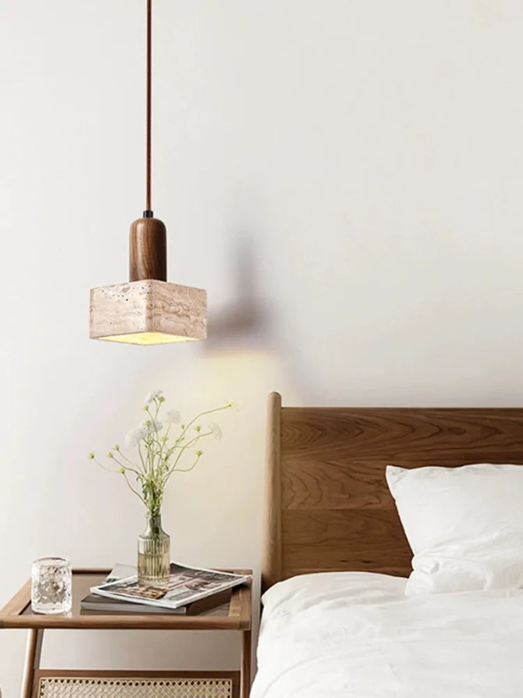 DecorBites™ Japanese Style Yellow Cave Stone Pendant Lamp for Bedroom, Restaurant, Bar