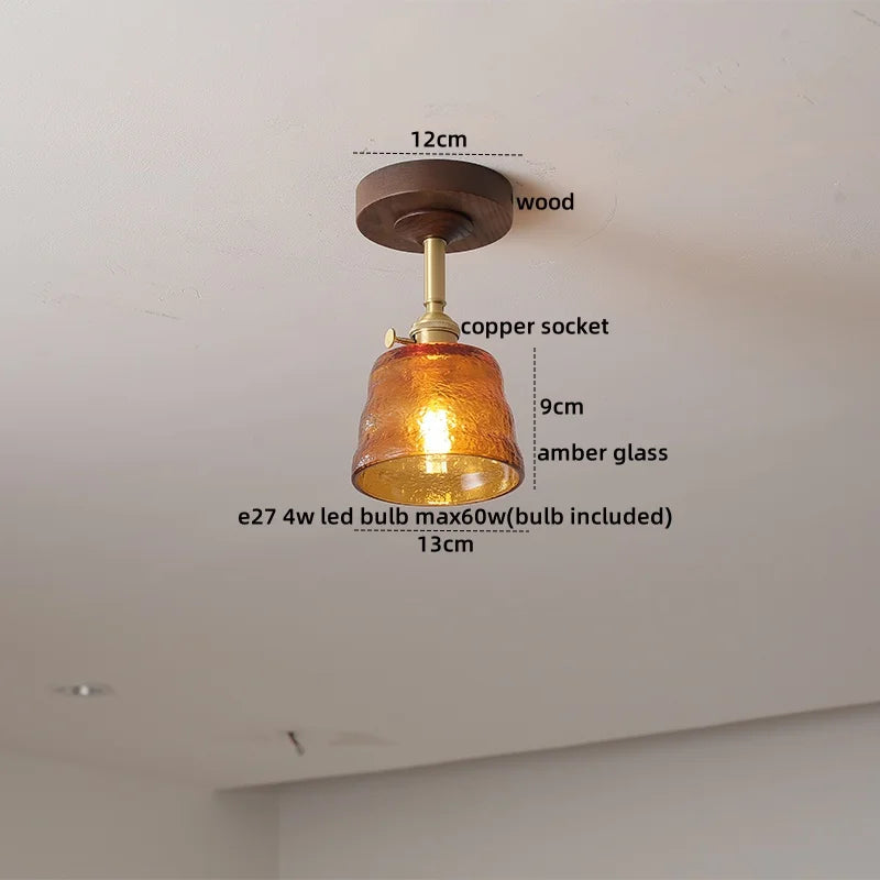 DecorBites™ Glass Wood LED Ceiling Light Nordic Design for Living Room & Corridor