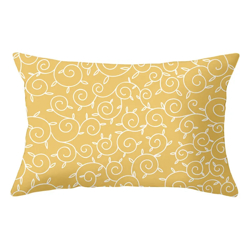 DecorBites™ Geometric Striped Curved Rectangle Pillowcase - Yellow Blue Sofa Throw Pillows