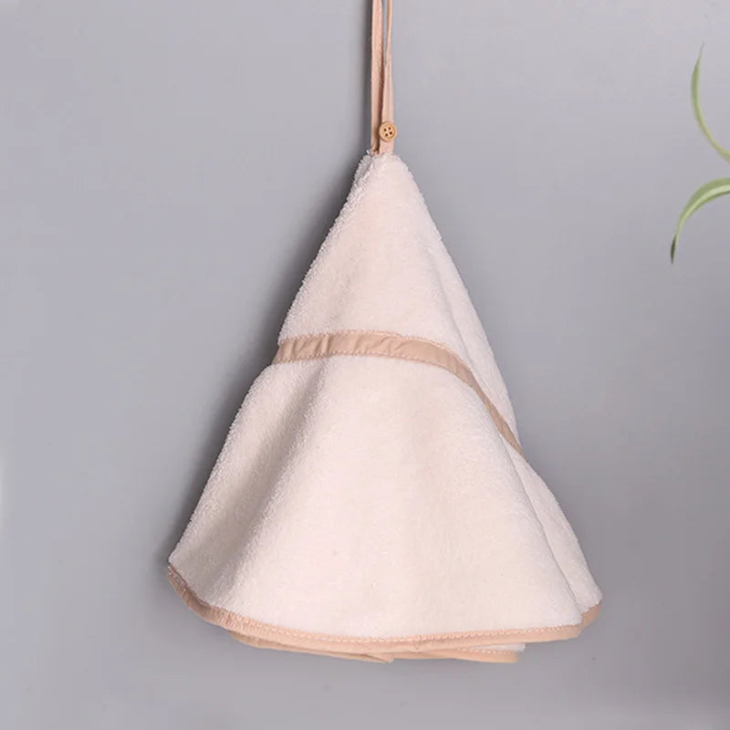 DecorBites™ Coral Velvet Hand Towel: Round Cute Style, Super Absorbent & Soft for Bath