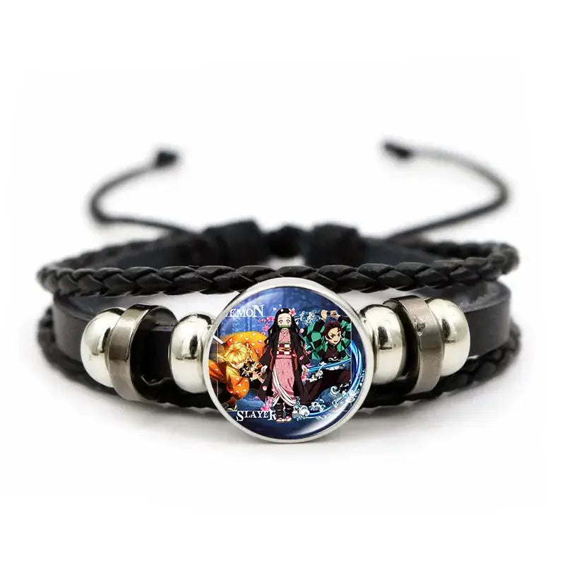 Demon Slayer Bracelet: Tanjiro & Nezuko Leather Charm