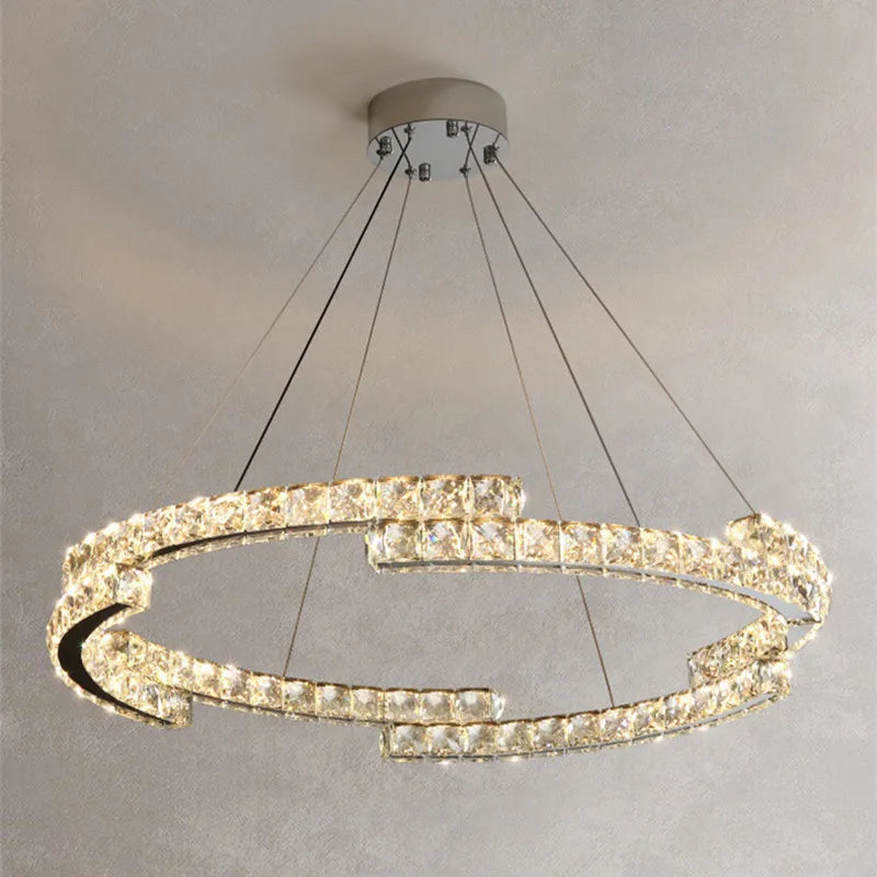 DecorBites™ Crystal LED Pendant Lights Chrome Steel Modern Luxury Fixtures
